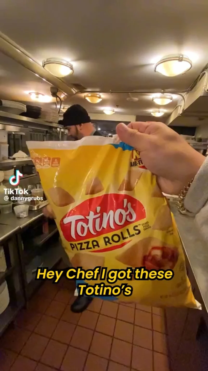 Key campaign stats next to TikTok still of creator with a bag of pizza rolls