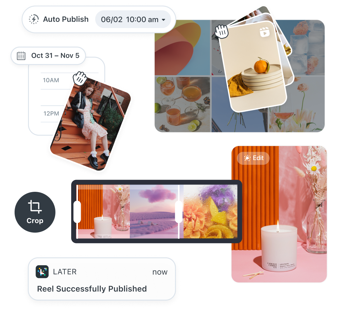 A user edits, schedules, and automatically posts Reels with the Later Instagram Reels Scheduler