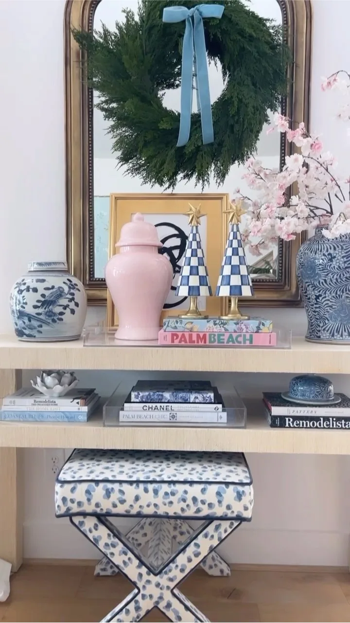 Sponsored MacKenzie Childs IG post with an aesthetic dressing table