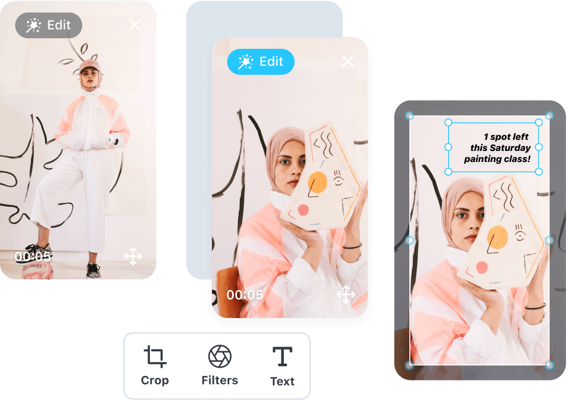 Content creator edits and adds captions to their Instagram stories with Later