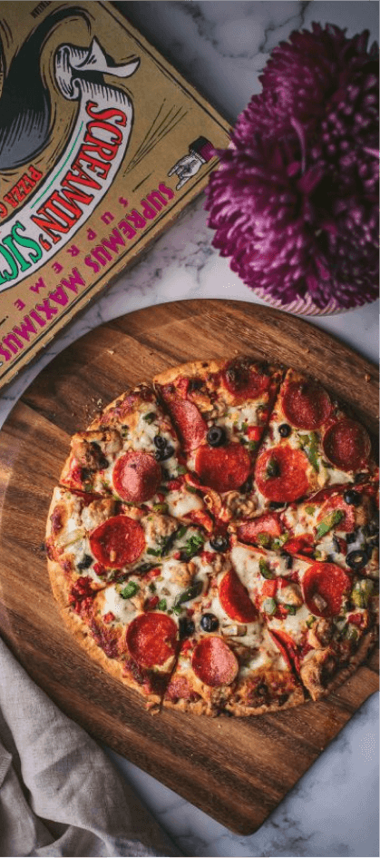 A supreme pizza from Palermos next to key campaign results