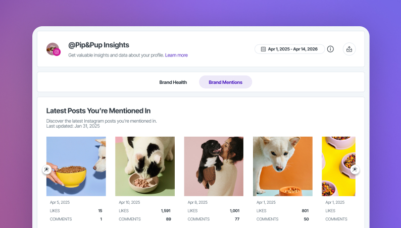 Later's social listening feed showing brand mentions and category conversations with sentiment indicators.