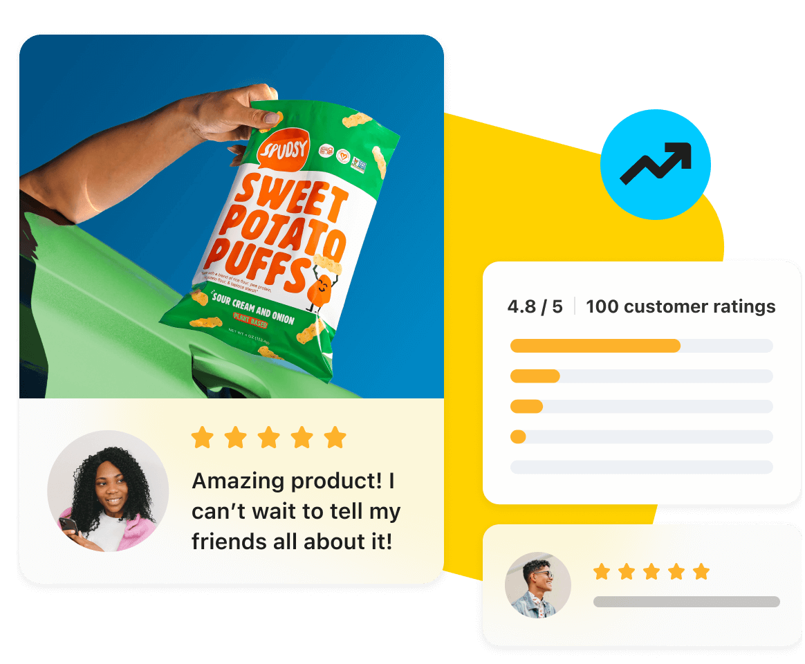 A snack company collects ratings and reviews using Later Influence