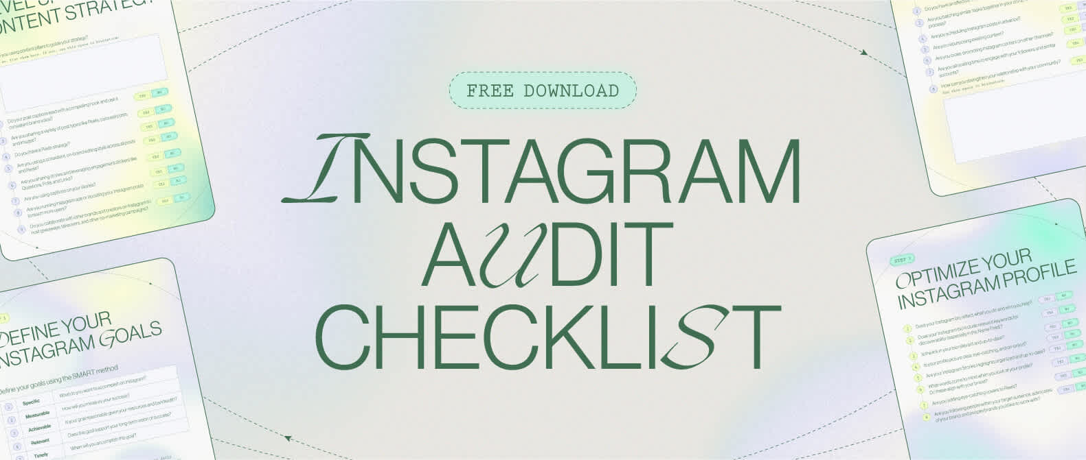 Header image reading Free Downloadable Instagram Audit Checklist with checklist graphic in background