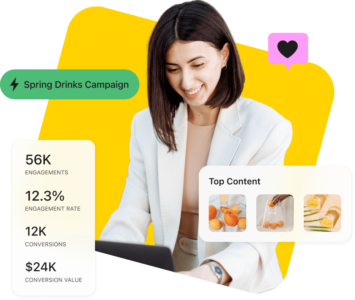 Engagements, engagement rate, conversions and conversion value displayed in the Later Influencer Analytics platform