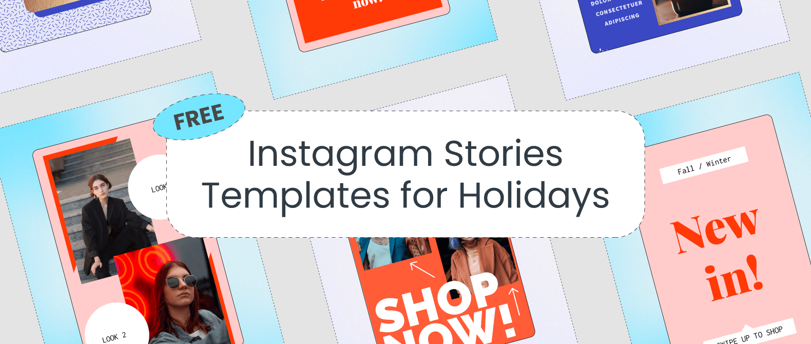 Text reading Free Instagram Stories Templates for Holidays over patterned background of Instagram Stories