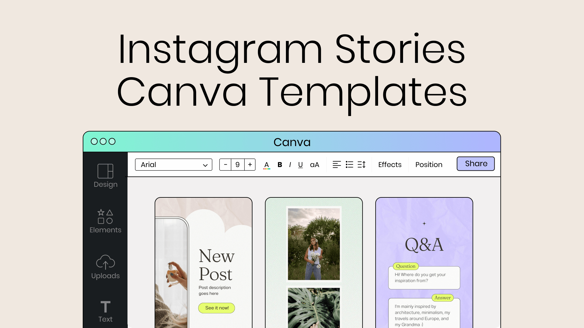 Thumbnail showing the title “Instagram Stories Canva templates” including image with titles like “new post” and “Q&A”