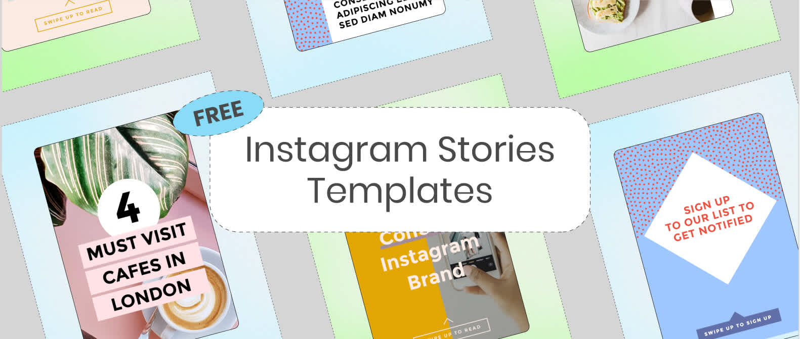 Header image reading Free Instagram Stories Templates with collage of IG stories in background
