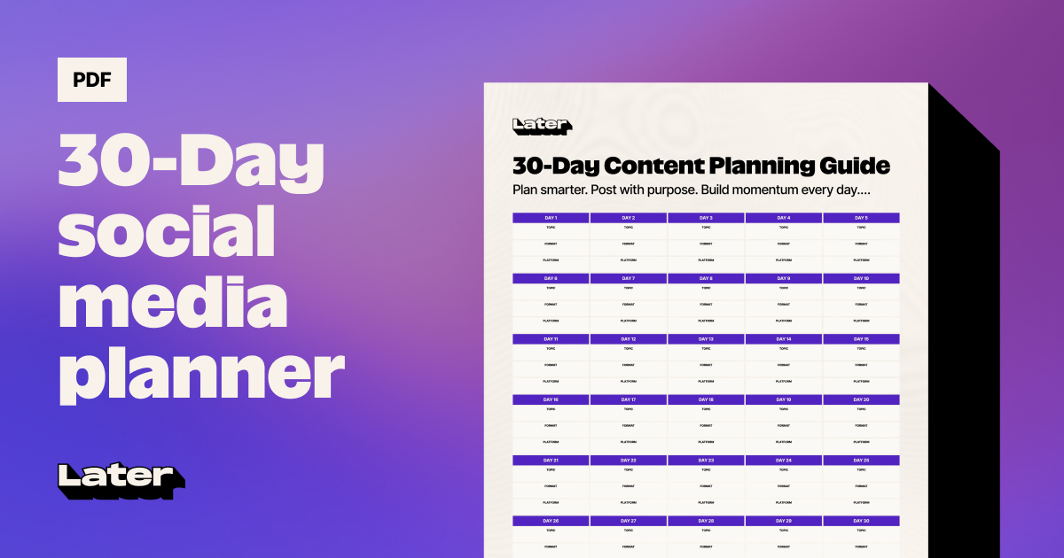 Free downloadable 30-day social media planner thumbnail