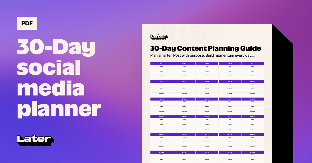 Free downloadable 30-day social media planner thumbnail