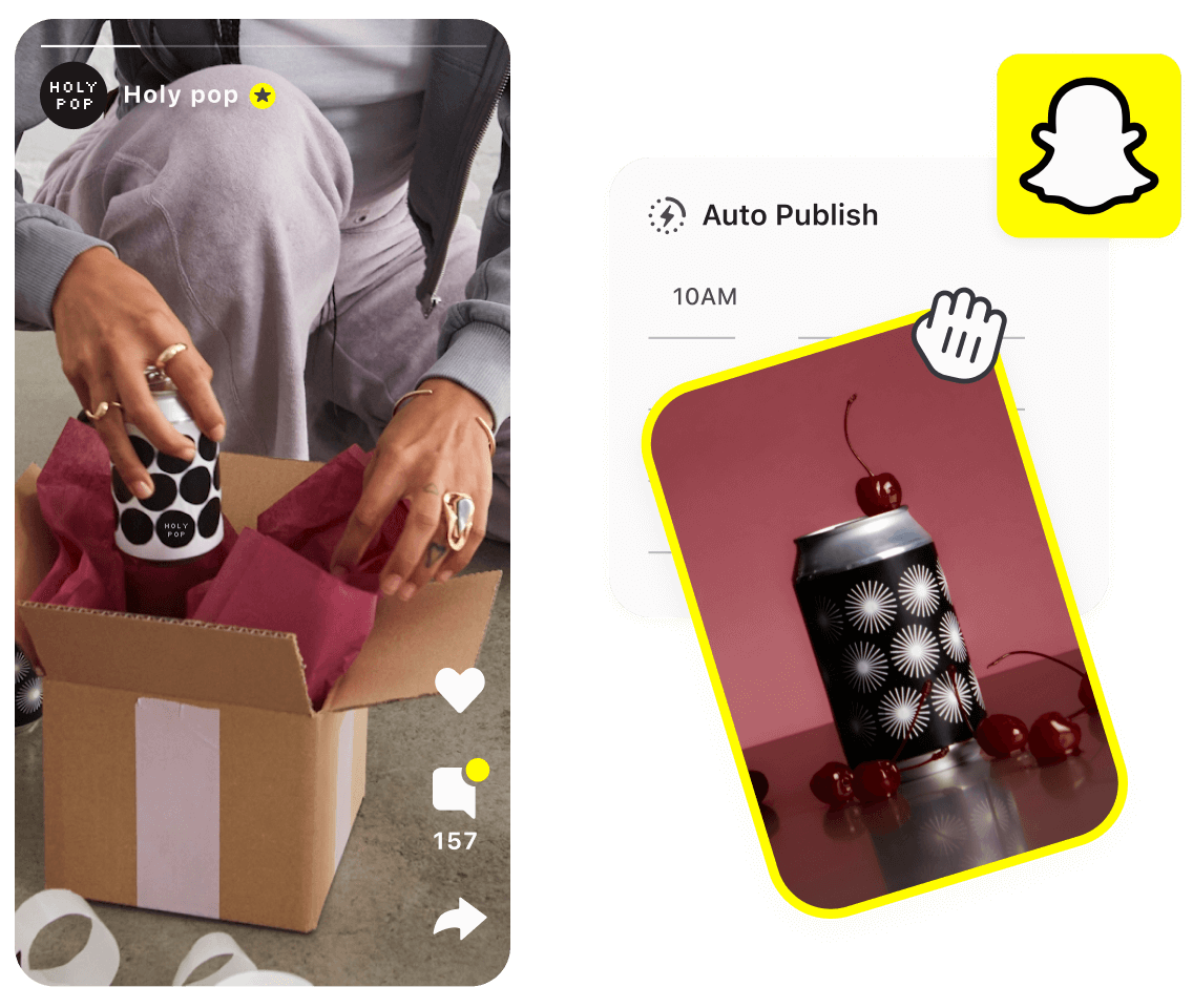 Snapchat video from the brand Holy Pop scheduled to Auto Publish in advance using the Later Snapchat scheduler