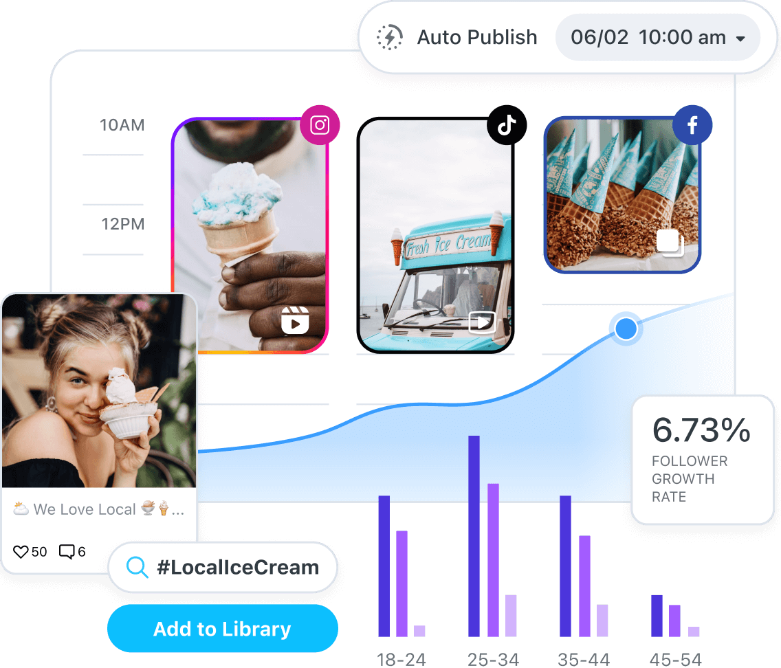 Auto posting on multiple social platforms, analytics capabilities, and media library make Later the best Canva alternative.