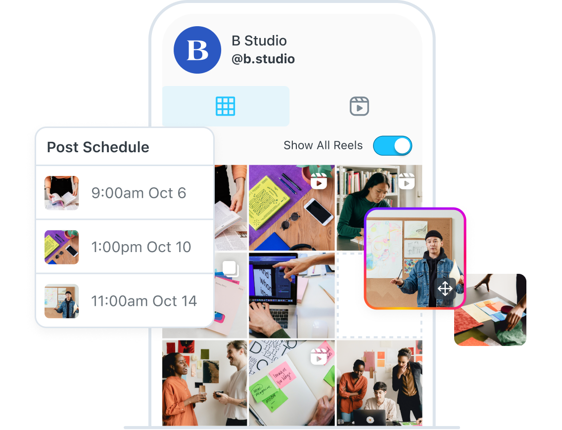 B Studio usa Later para planificar el feed ed Instagram visualmente