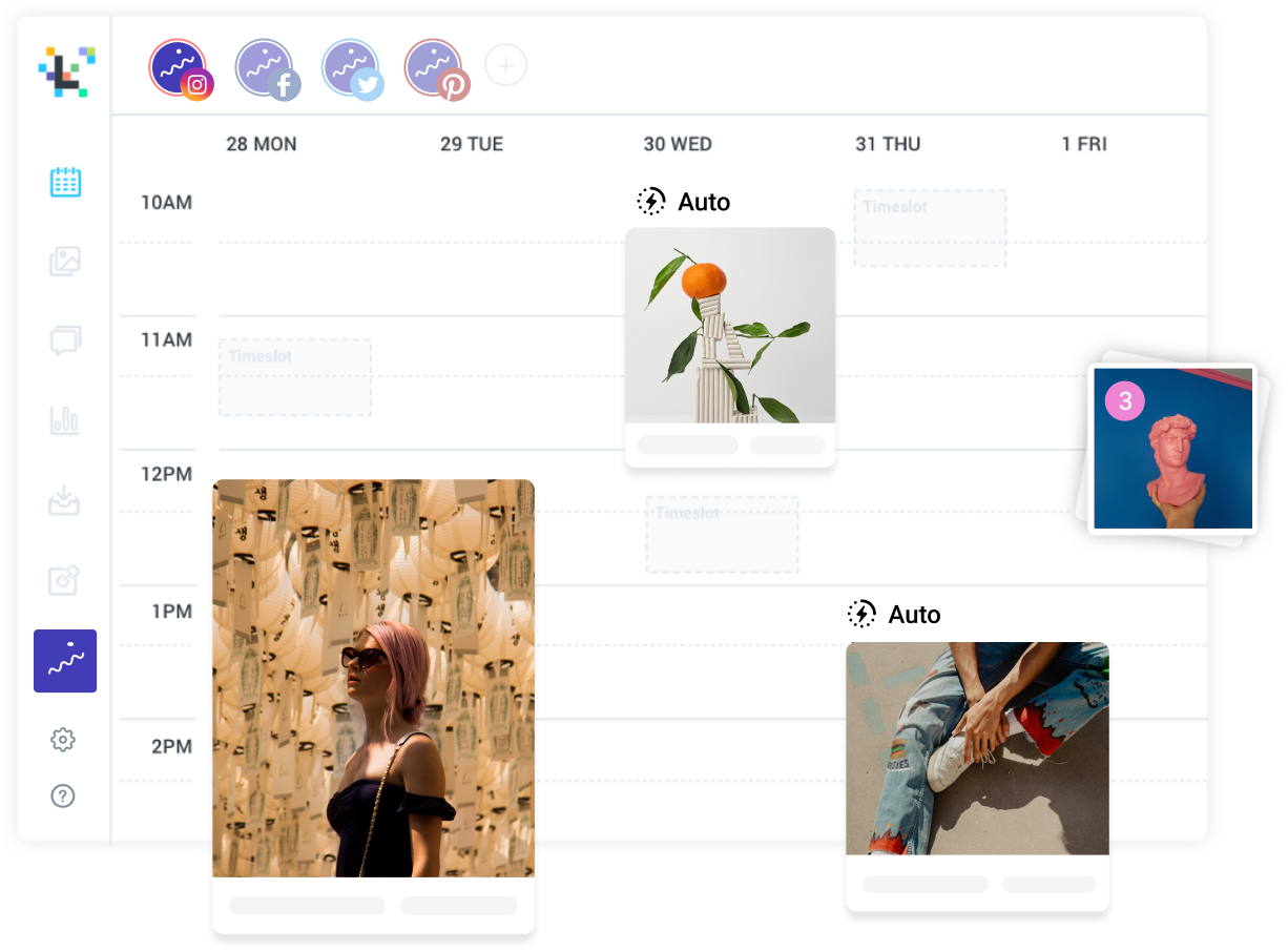Drag and drop calendar feature within Later's Social Media Scheduling Tool