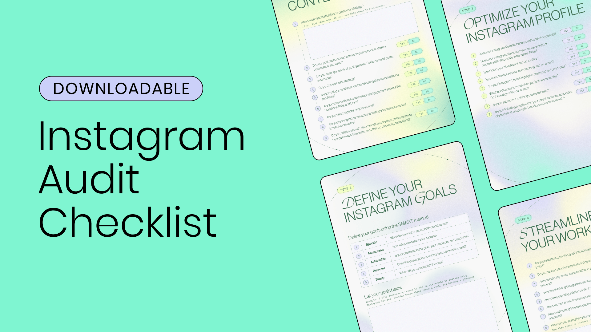 Thumbnail image reading Downloadable Instagram Audit Checklist with checklist graphic in background