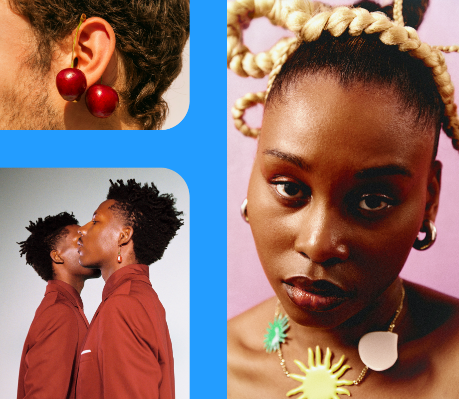 Trendy creators on a blue background