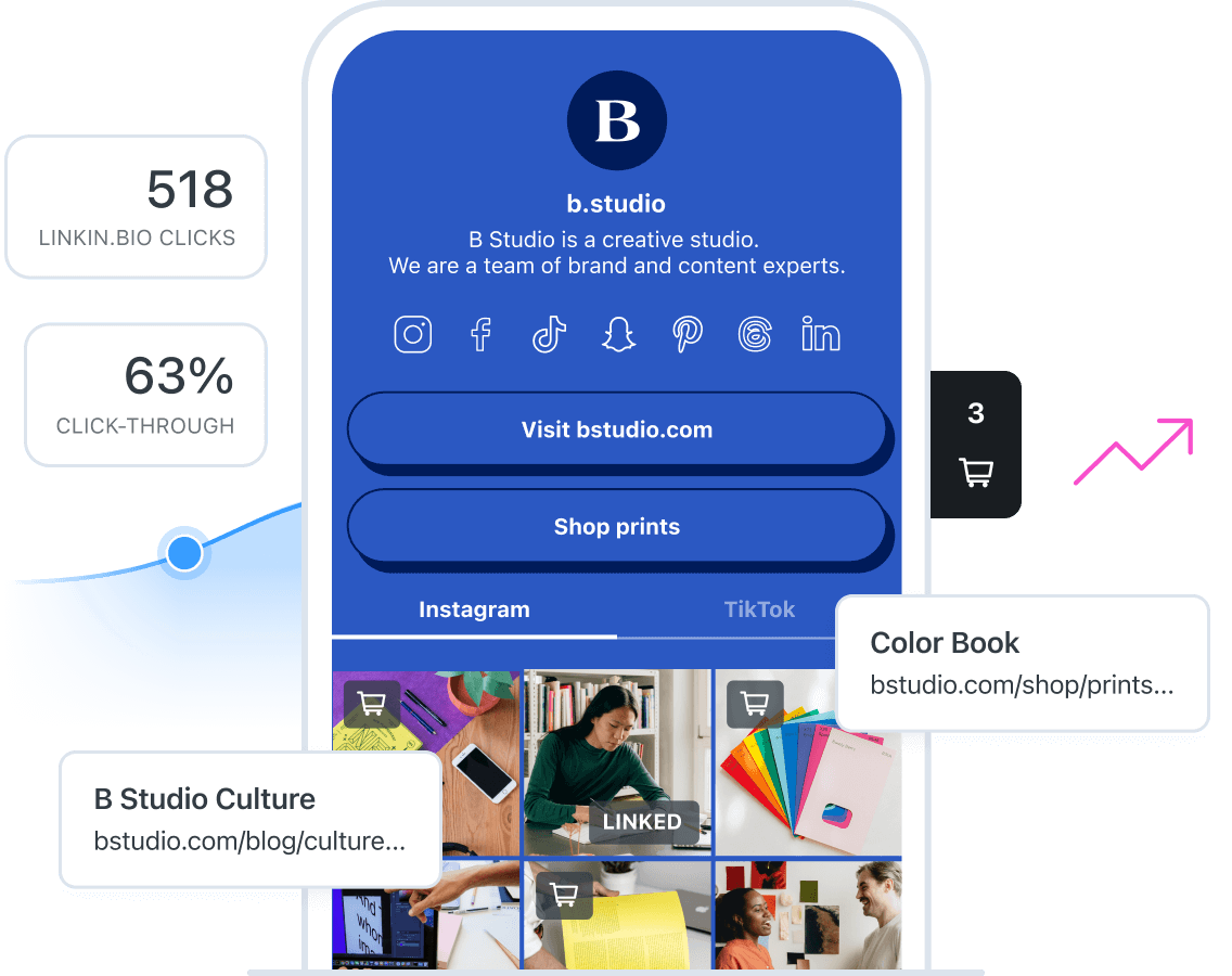 B Studio uses Linkin.bio to drive traffic and sales while using Linkin.bio analytics to evaluate performance
