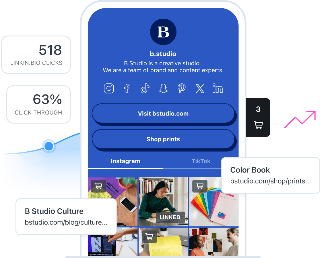 B Studio uses Linkin.bio to drive traffic and sales while using Linkin.bio analytics to evaluate performance