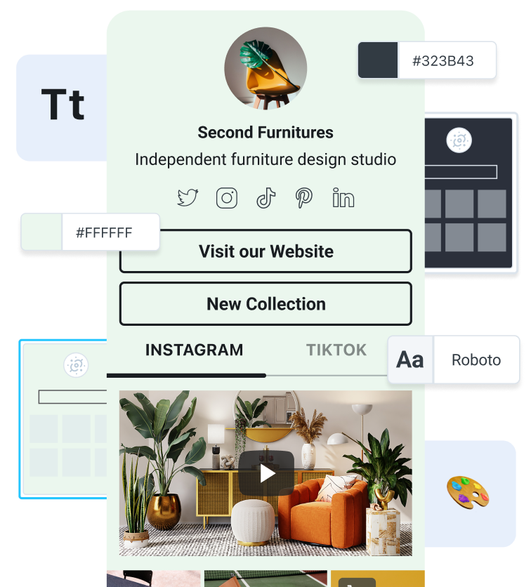 Align your link in bio page with your brand with custom fonts, colors, and themes