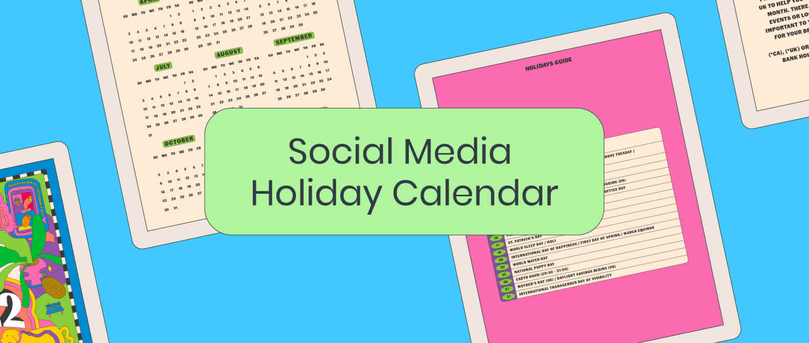 Header image reading Social Media Holiday Calendar with graphics of a calendar in the background