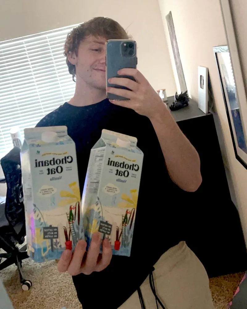 Instagram posts of Twitch influencer Punz posing with Chobani Oat Milk products