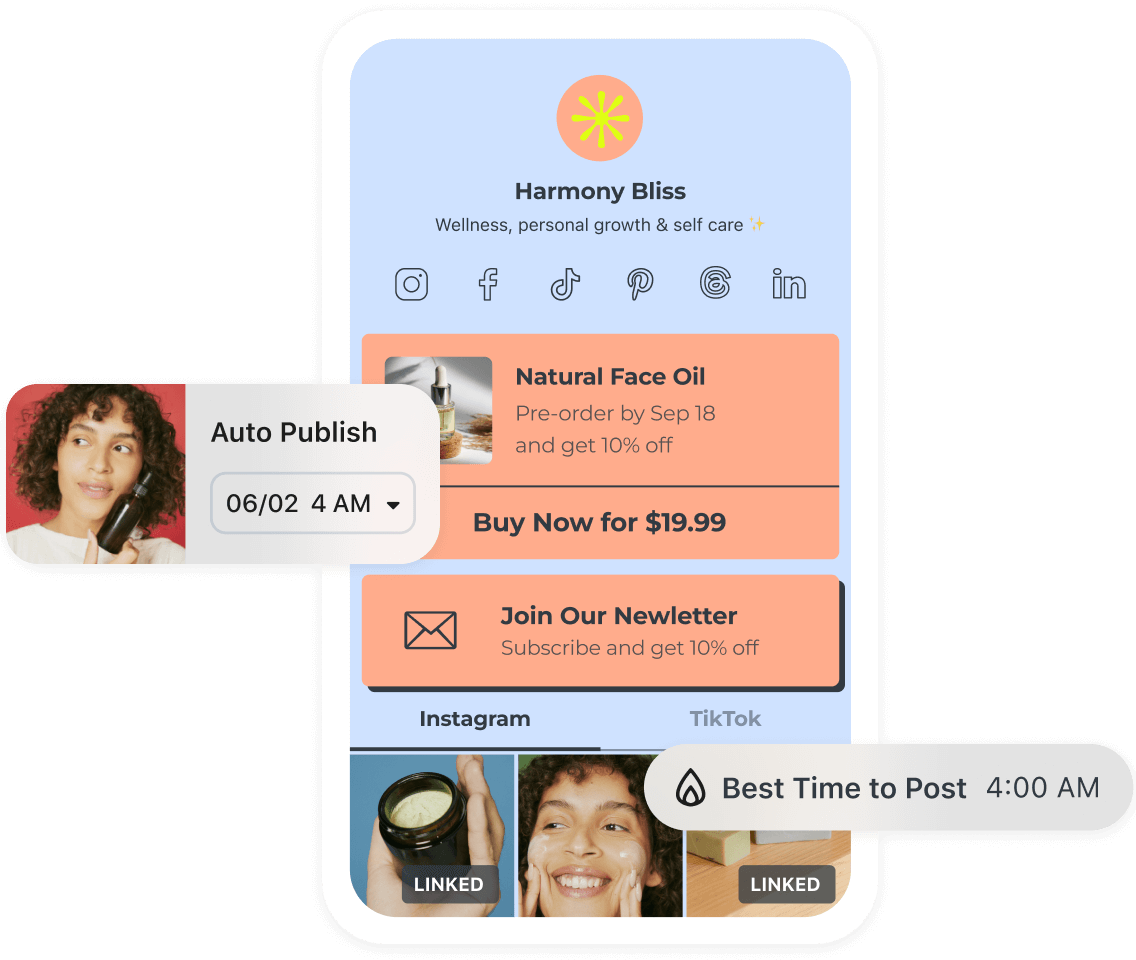 Small business uses Later for social media management and promotes products using the Later link in bio tool