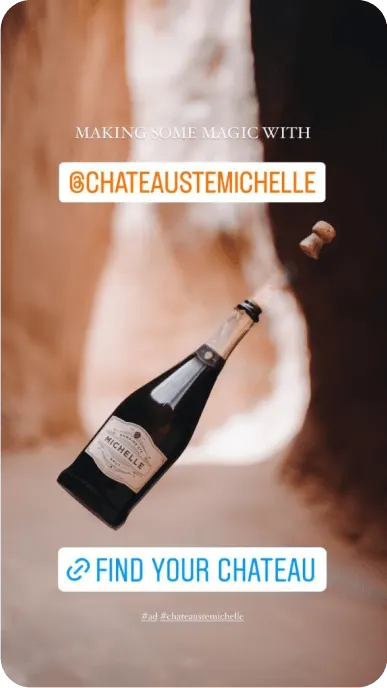 Image of bubbly wine being popped with text reading Making some magic with Chateau Ste Michelle