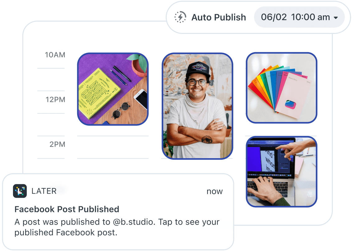 El Programador de Facebook de Later publica automáticamente tu contenido en Facebook con la función de auto publicar