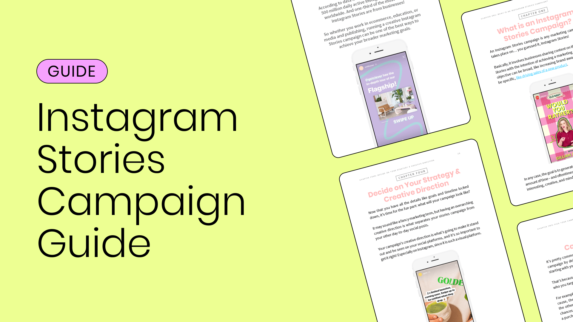 Text reading Instagram Stories Campaign Guide on yellow patterned background