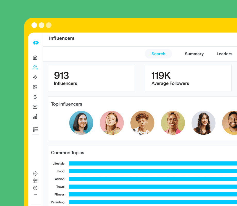 Graphic of Later Influence platform on green background