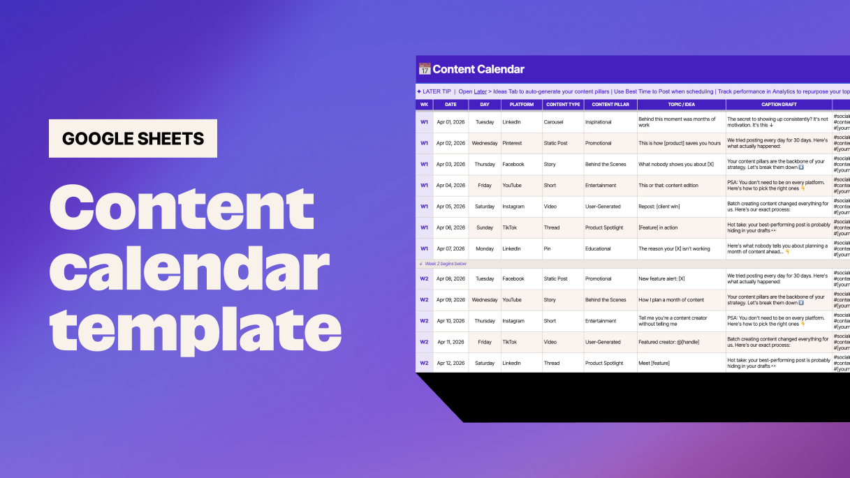 Free social media content calendar template [Google Sheets]  thumbnail