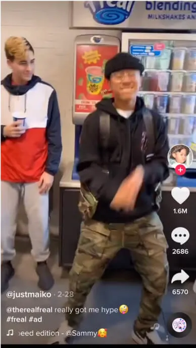 Still of a TikTok with 2 creators dancing in a freal location