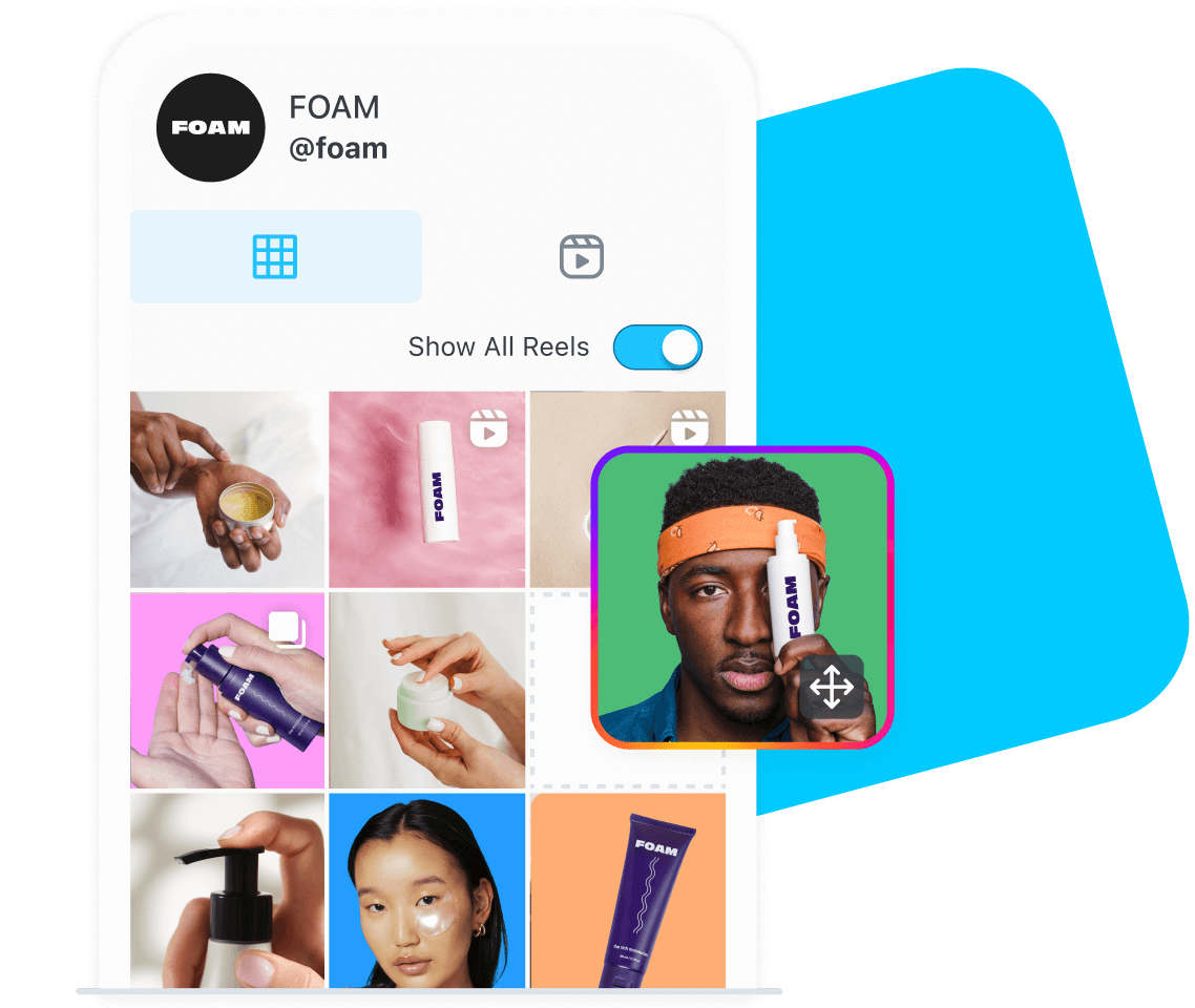 Skincare brand uses Later to edit and schedule posts and preview their feed using the Visual Planner