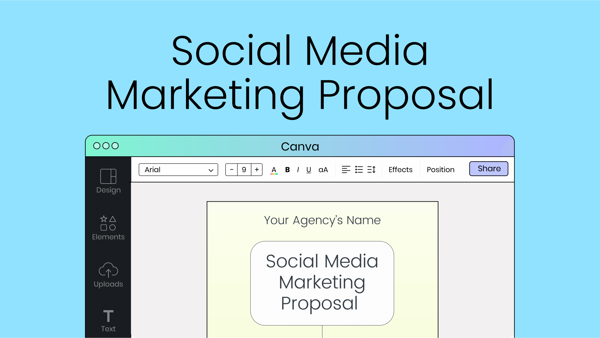Decorative thumbnail for Later’s free social media proposal template.