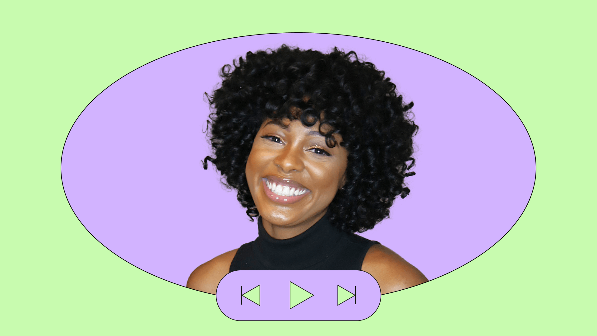Image of woman with curly hair smiling as an example of how to convert social content into commerce. 