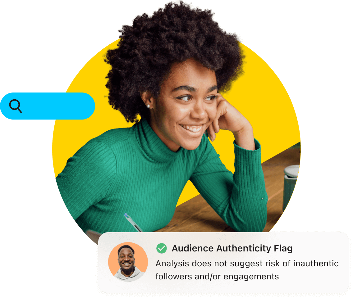 Audience Authenticity Flag pop up as part of the Later compliance and tracking capabilities for influencer management