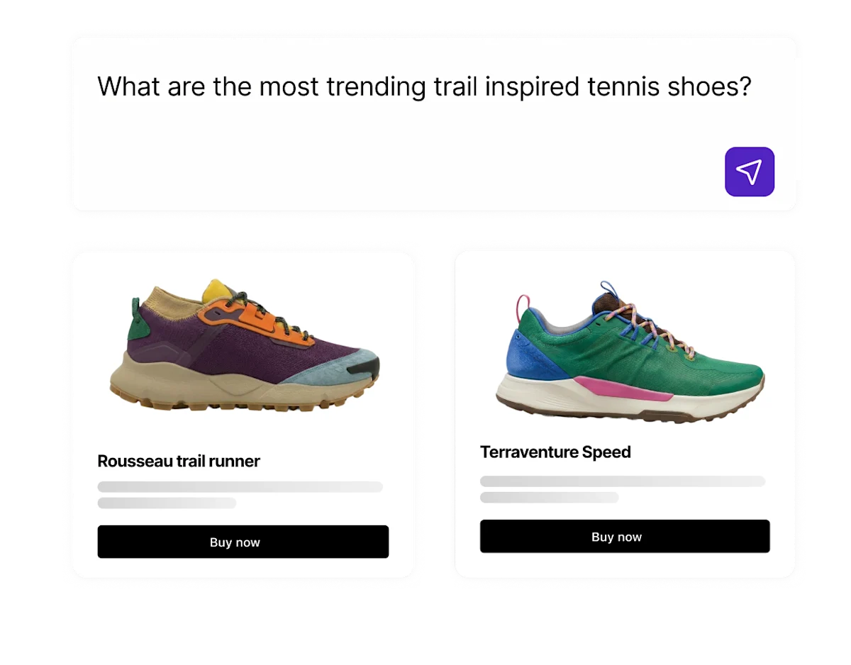 AI search results recommending shoe products from creator content
