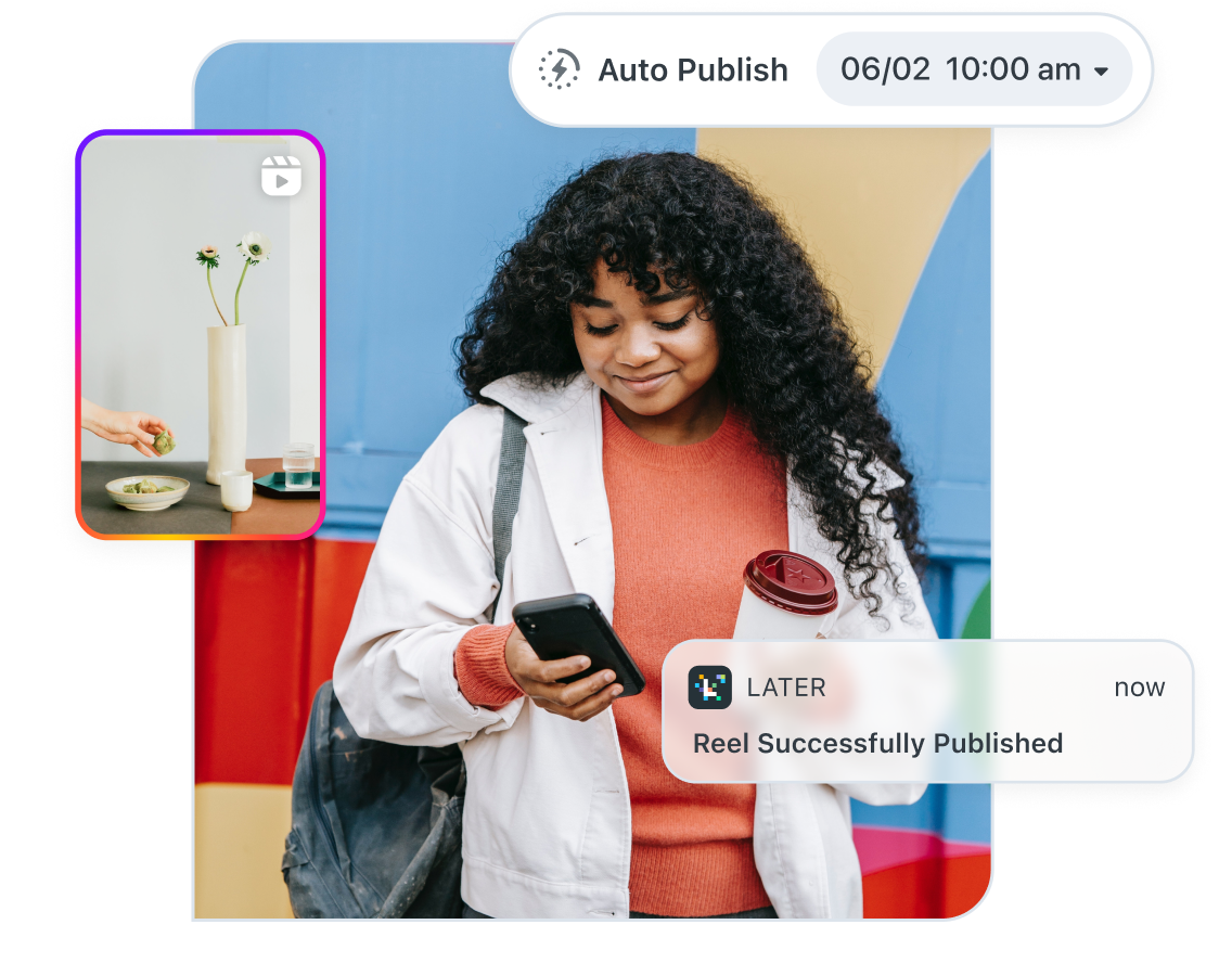 Laters social media management app to schedule social posts and automatically publish Instagram Reels