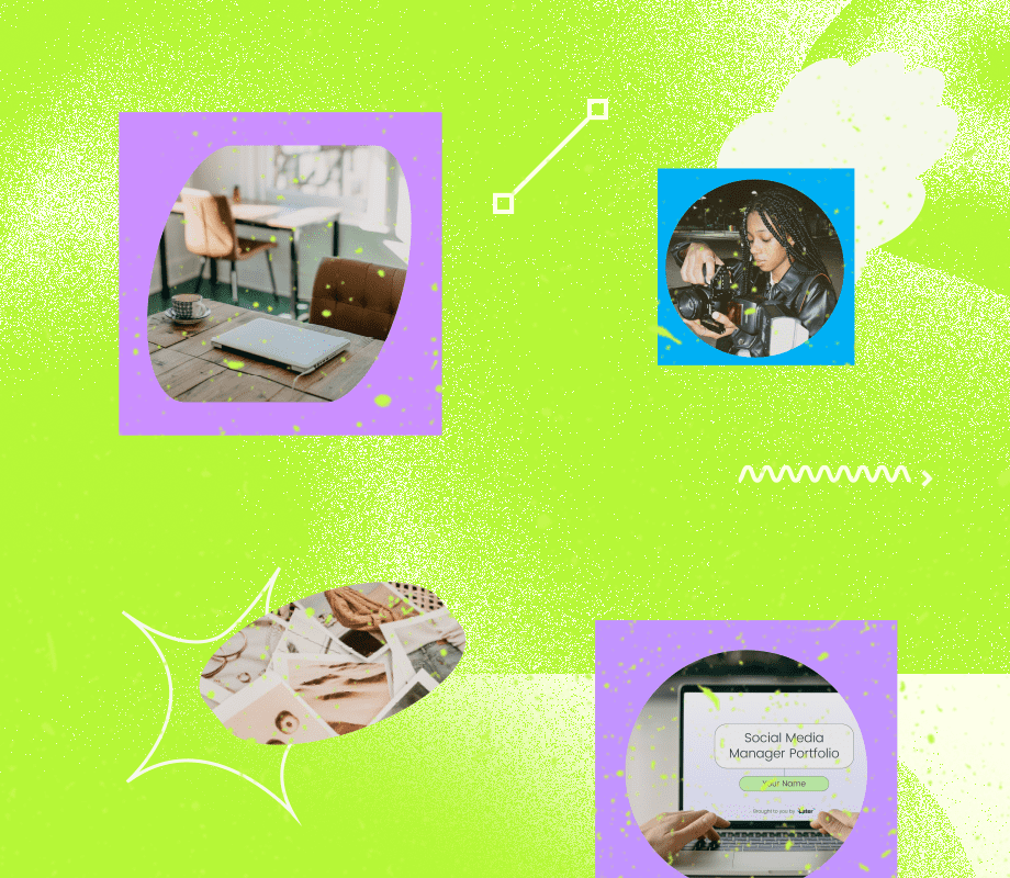 Decorative header for Later's How to Create a Social Media Manager Portfolio (+ Free Template) blog.