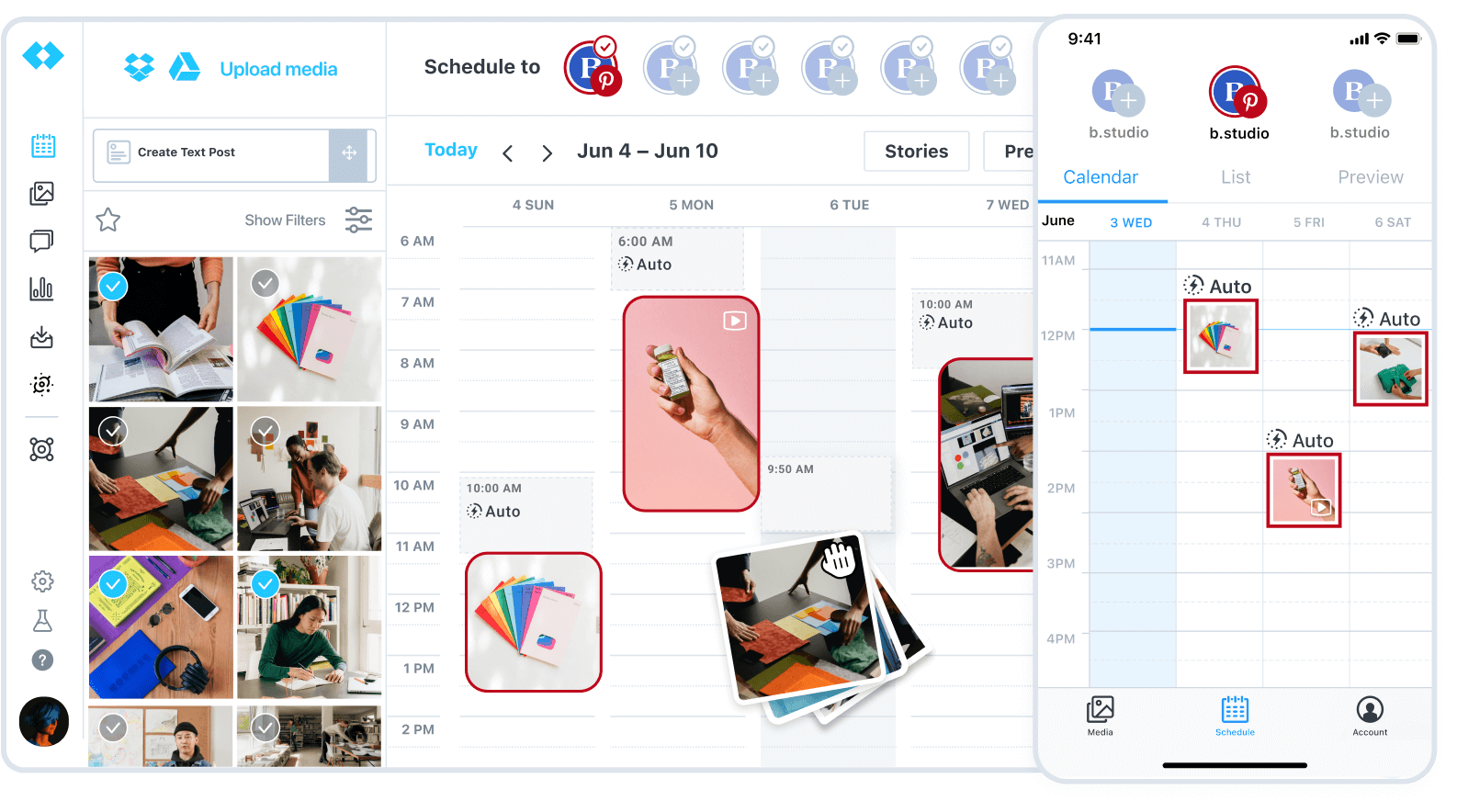 Later's weekly calendar view for scheduling Pinterest pins