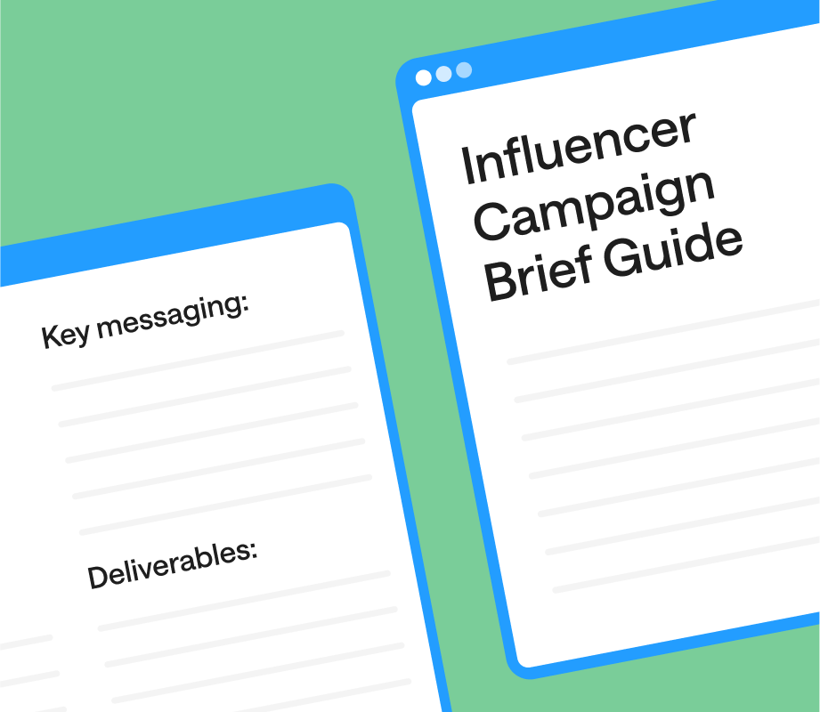 Graphic of influencer campaign brief guide on green background