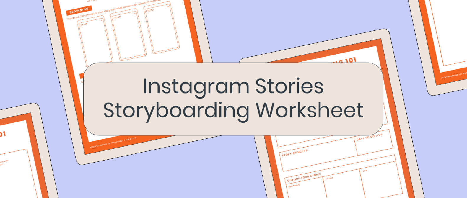 Header image reading Instagram Stories Storyboarding worksheet with background graphics of worksheet