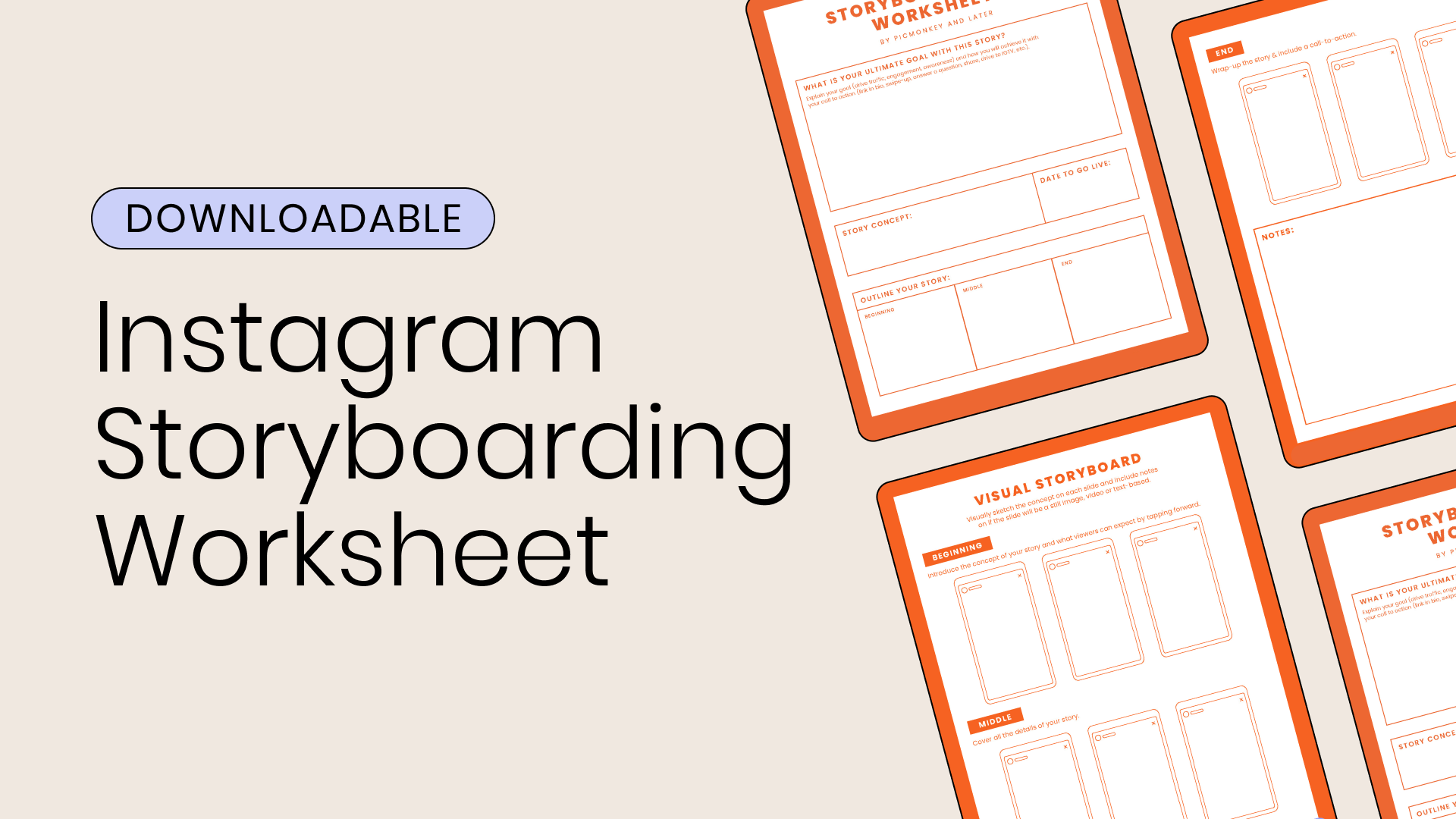 Thumbnail image reading Downloadable Instagram Storyboarding worksheet with graphic of worksheet