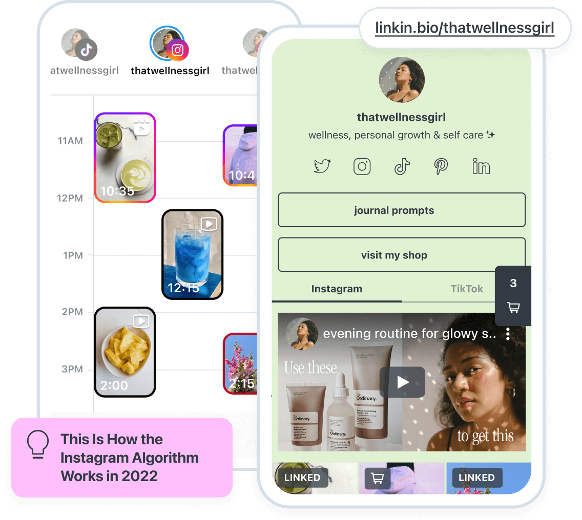 Content creator uses Later and Linkin.bio to schedule and manage social media campaigns