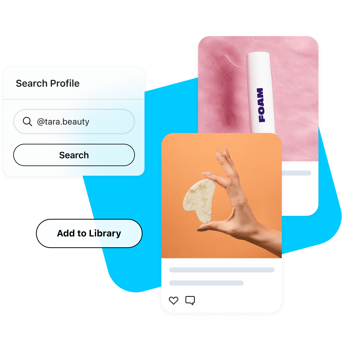 Search profiles within the Later app and add content to your media library