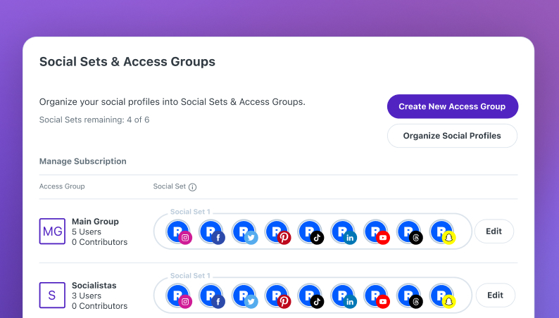 Later's social inbox showing a message assigned to a team member with response status indicators.
