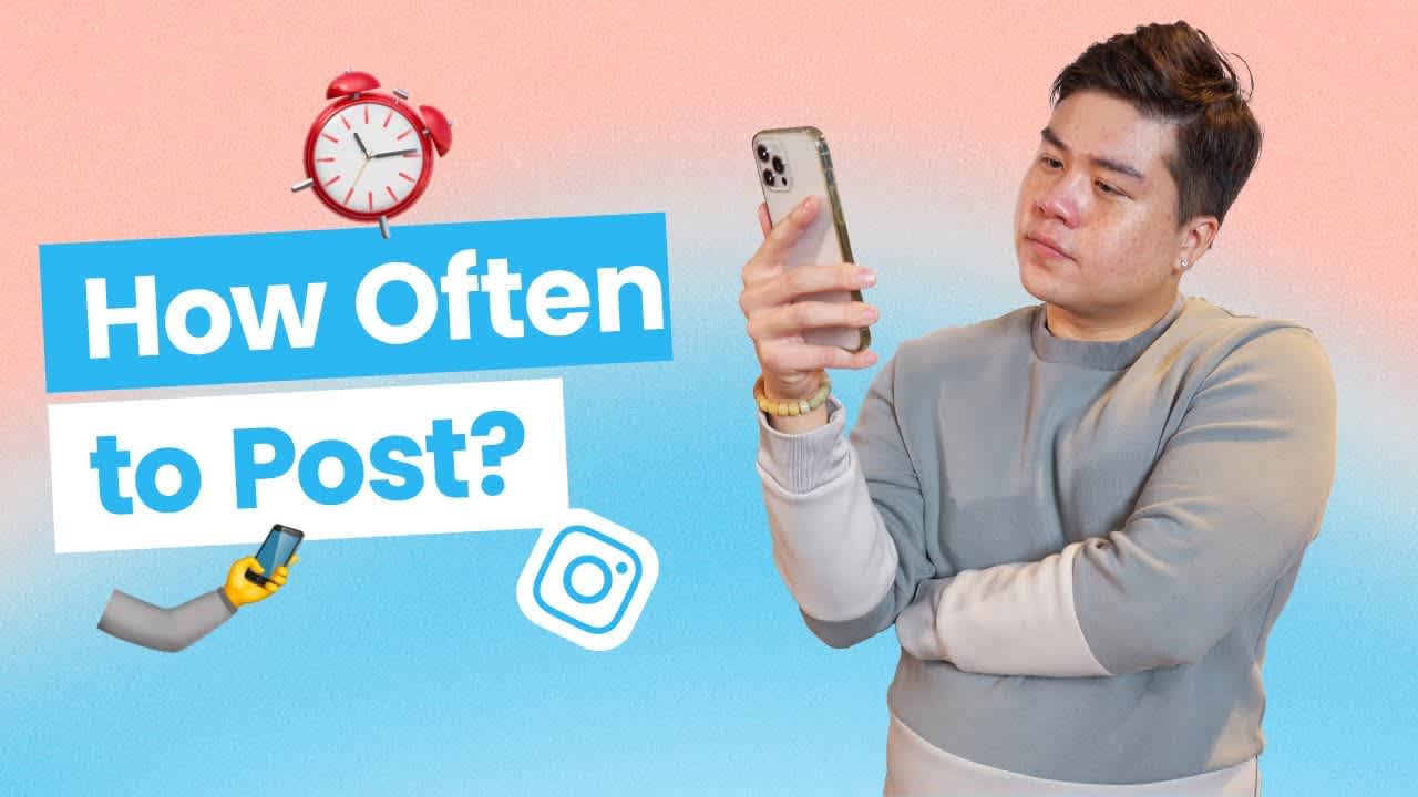 Thumbnail image showing the title “how often to post?” beside image of a man scrolling on his phone