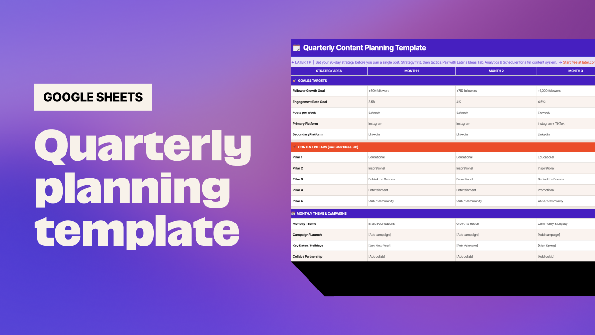 Free quarterly social media planning template  thumbnail