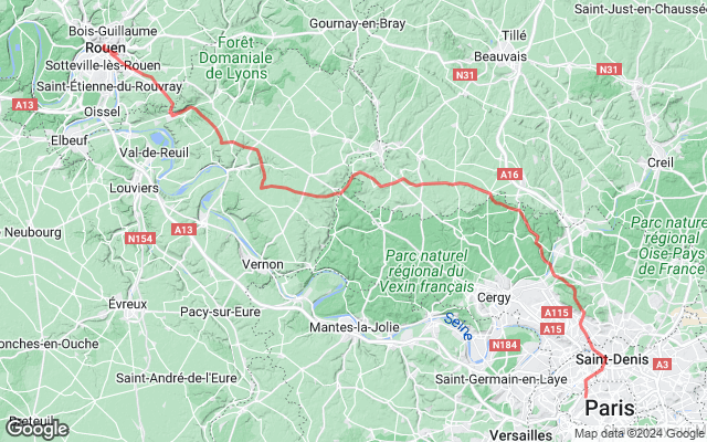 Itinéraire à vélo : Paris → Rouen • Classics Challenge