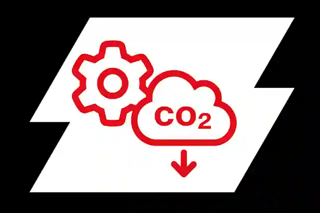 Ikoni, jossa ratas ja pilvi, jossa CO2-teksti
